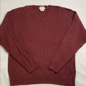 KnightsBridge cranberry ribbed v-neck sweater